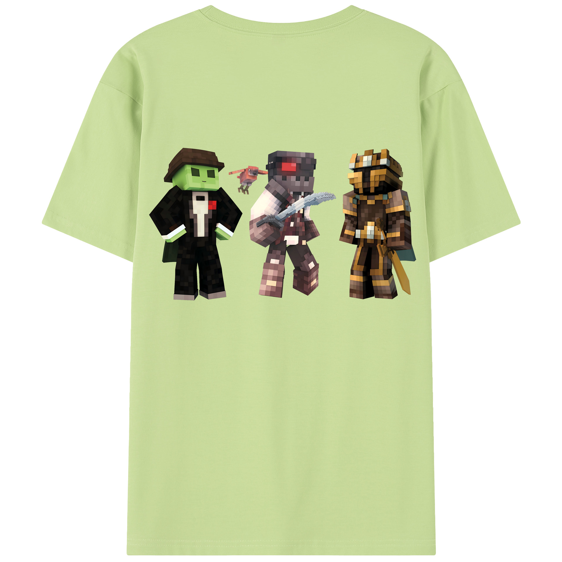 （画像用） マインクラフト ブロックの世界 Minecraft MC Block world 綿100％半袖Tシャツ（背面プリント）